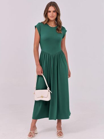 ANRABESS Women Cap Sleeve Maxi Dress Summer Dressy Casual Elegant Fit Flare High Waist Flowy Aline Wedding Beach Sundress in Saudi Arabia