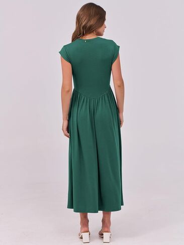 ANRABESS Women Cap Sleeve Maxi Dress Summer Dressy Casual Elegant Fit Flare High Waist Flowy Aline Wedding Beach Sundress in Saudi Arabia