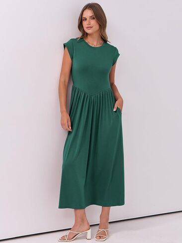 ANRABESS Women Cap Sleeve Maxi Dress Summer Dressy Casual Elegant Fit Flare High Waist Flowy Aline Wedding Beach Sundress in Saudi Arabia