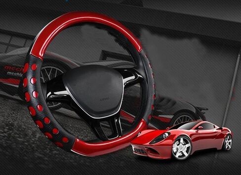 D Cut Steering Wheel Cover - D Shaped Flat Bottom Microfiber Leather Anti-Skid Breathable Fit 14.5"-15" (Blue) in Kuwait