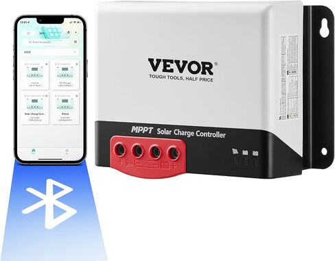 VEVOR 50A MPPT Solar Charge Controller, 12V / 24V Auto DC Input, Solar Panel Regulator Charger with Bluetooth Module, 98% Charging Efficiency for Sealed(AGM), Gel, Flooded and Lithium Battery Charging in Saudi Arabia