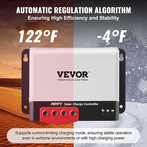 VEVOR 50A MPPT Solar Charge Controller, 12V / 24V Auto DC Input, Solar Panel Regulator Charger with Bluetooth Module, 98% Charging Efficiency for Sealed(AGM), Gel, Flooded and Lithium Battery Charging in Saudi Arabia