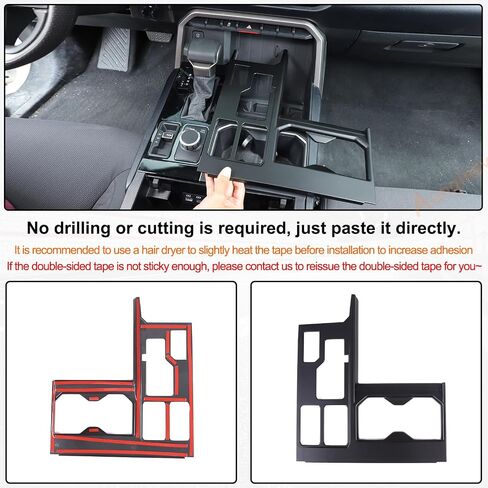 Aunginsy Car Central Control Gear Shift Panel Cover Cup Holder Trim Fit Toyot@a Tundra/Sequoia 2022-2025 Car Gear Shifter Console Anti-Scratch Panel Frame Decorative Sticker Protection ABS Accessories in Kuwait