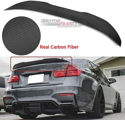 MotorFansClub سبويلر من ألياف الكربون الحقيقية، جناح سبويلر خلفي مناسب لسيارات BMW F30 3 Series 2012-2018، مناسب لسيارة F80 M3 سيدان 2014-2019، مناسب لـ 318i 320i 325i 328i 330i 335i 340i PSM Style Duckbill Wing Lip in Kuwait