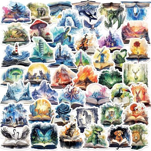 50-Piece Vintage Cottagecore Vinyl Sticker – Aesthetic Waterproof Old Antique Nature Forest Floral Woodland Creatures Books Stickers for Scrapbook, Laptop, Water Bottle, DIY Craft Decor in Saudi Arabia