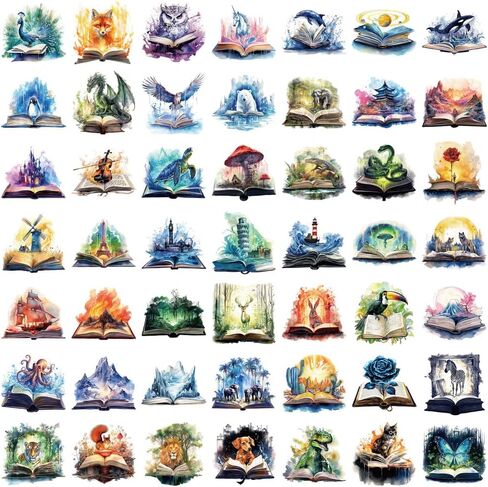 50-Piece Vintage Cottagecore Vinyl Sticker – Aesthetic Waterproof Old Antique Nature Forest Floral Woodland Creatures Books Stickers for Scrapbook, Laptop, Water Bottle, DIY Craft Decor in Saudi Arabia