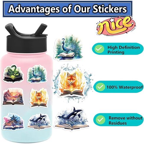 50-Piece Vintage Cottagecore Vinyl Sticker – Aesthetic Waterproof Old Antique Nature Forest Floral Woodland Creatures Books Stickers for Scrapbook, Laptop, Water Bottle, DIY Craft Decor in Saudi Arabia