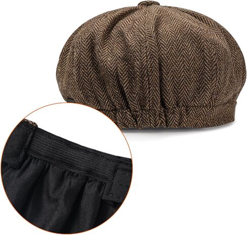 Newsboy Hats for Men Classic 8 Panel Wool Blend Newsboy Flat Cap Herringbone Tweed Hat in Saudi Arabia