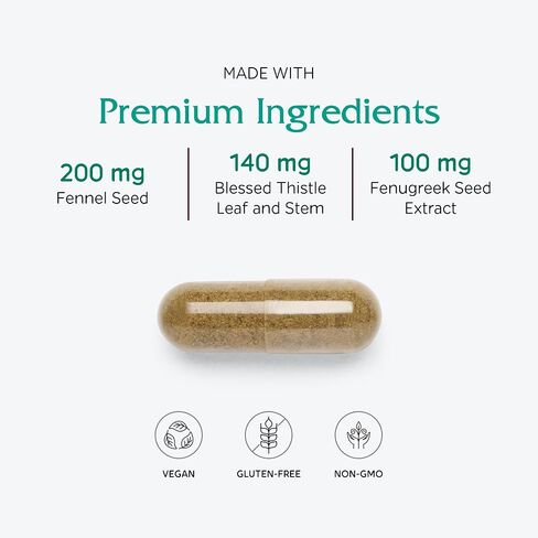 Vitanica Lactation Blend, Lactation Supplement, Breastfeeding Support Increase Breast Milk Supply and Flow, Organic Fennel, Milk Thistle, Fenugreek Seed and More, Non-GMO, Vegan, 60 Capsules in Saudi Arabia
