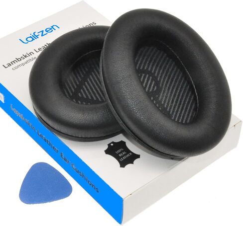 Lambskin QC45 Earpads Cushions Replacement Ear Pads for Bose QC 45 QuietComfort Sheepskin Handpicked-Quality (QC45 Black) in Saudi Arabia