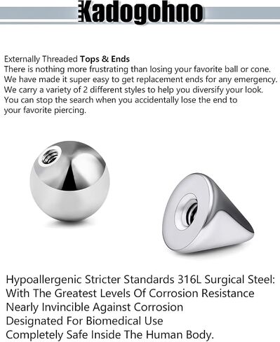 16/14g Replacement Piercing Changing Balls/Cones/Parts for Septum Tongue Bridge Eyebrow Lip Rings Medusa Labret Cheek Belly Button Cartilage Conch Helix Rook Tragus Industrial Earrings in Kuwait