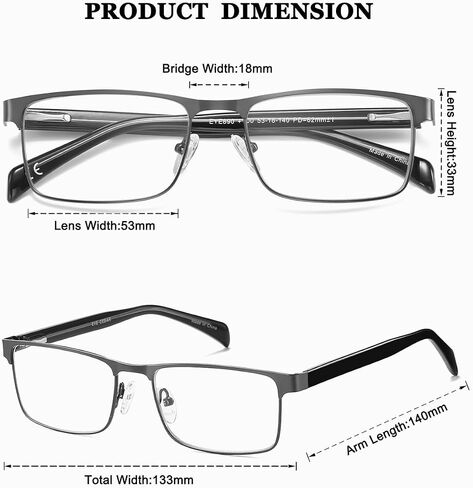 EYECEDAR 3-Pack Blue Light Blocking Reading Glasses for Men Rectangular Style Resilient Temple Metal Spring Hinges Eyeglasses Readers for Men 2.50 in Kuwait