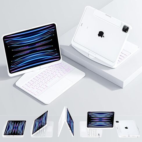 Keyboard Case for iPad Pro 13-inch (M4, 2024), Transparent Cyberpunk Shell, 360° Rotating Multi-Touch Trackpad, 7-Color Backlit Keyboard, Pencil Holder, Type-C Charging,Black in Saudi Arabia