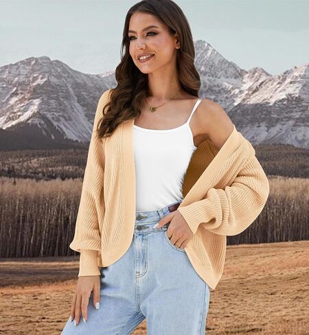 Cropped Cardigan Sweaters for Women Trendy Chunky Cable Knit Soft Cute Loose Sweaters Coats for Casual in Kuwait