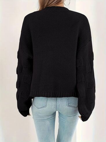 Women's 2024 Fall Open Front Long Lantern Sleeve Cardigan Oversized Chunky Outwear in Kuwait