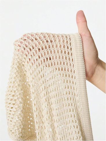 MakeMeChic Women's Hollow Out Long Sleeve Cardigan Hooded Zipper Crochet Tops Knitted Outerwear in Saudi Arabia