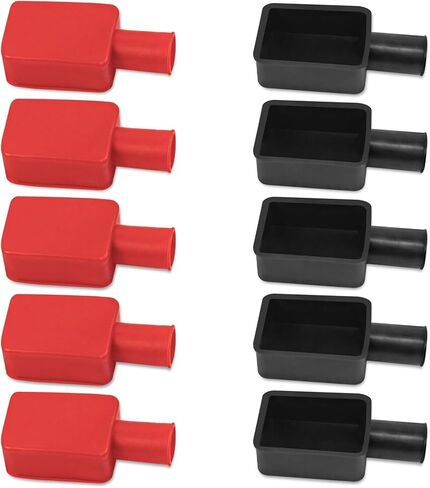 10 Pcs Battery Terminal Insulator Cover, Battery Terminal Protector Soft Rubber Positive and Negative Poles Stud Cover Connector Top Post Cap Insulating Terminal Cover (Black and Red) in Saudi Arabia