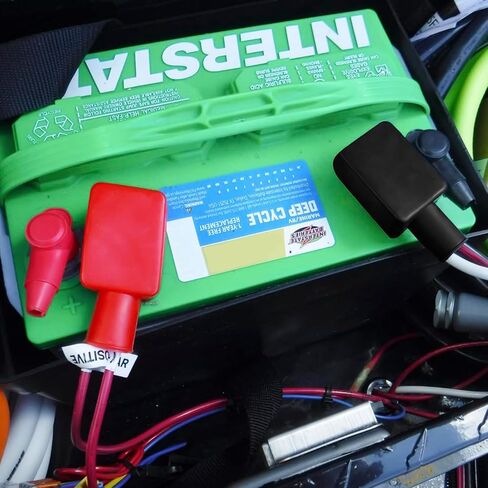 10 قطع من غطاء عازل طرف البطارية، واقي طرف البطارية، غطاء طرفي عازل للأقطاب الإيجابية والسلبية من المطاط الناعم (أسود وأحمر) in Kuwait