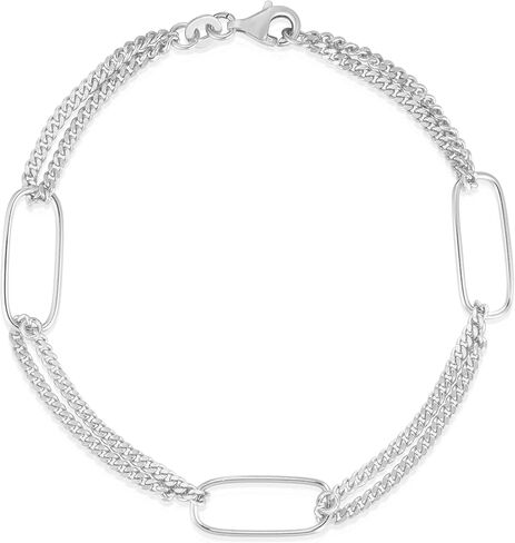 Savlano 925 Sterling Silver Paperclip Link Curb Bracelet- 18K Gold Plated Chain Bracelet Available in 7"and 8"-Inches for Women Comes with a Gift Box - Made in Italy in Saudi Arabia