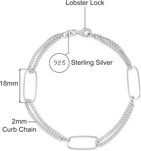 Savlano 925 Sterling Silver Paperclip Link Curb Bracelet- 18K Gold Plated Chain Bracelet Available in 7"and 8"-Inches for Women Comes with a Gift Box - Made in Italy in Saudi Arabia