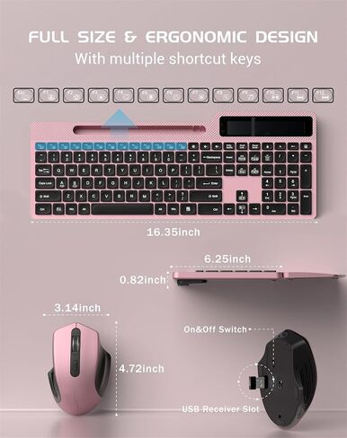Wireless Keyboard Mouse Combo, Full Size Ergonomic Keyboard with Backlit, Wrist Rest, Calculator, Phone Holder, 2.4Ghz Silent Cordless Rechargeable Keyboard & Mouse for Laptop, PC, Windows, Mac OS in Saudi Arabia