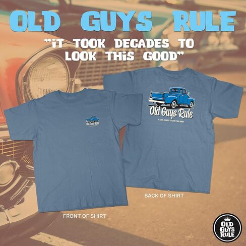 OLD GUYS RULE Men's Graphic T-Shirt, It Took Decades - Father's Day, Birthday Gift - Funny Novelty Tee for Vintage Truck, Car in Kuwait