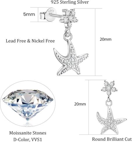 أقراط Tunzug Moissanite الماسية 18 قيراط مطلية بالذهب الأبيض من الفضة الإسترليني أقراط مضادة للحساسية D اللون VVS1 واضحة ورائعة مستديرة القطع مختبر مكون من ترصيع عباد الشمس الماسي in Kuwait