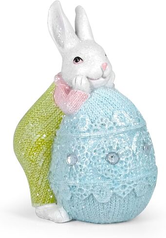 Colorful Egg Polyresin Bunny Easter Decor,Table Rabbit Easter Decorations,Spring Bunnies Decoration Statue Figurine for Home Farmhouse(Green) in Saudi Arabia