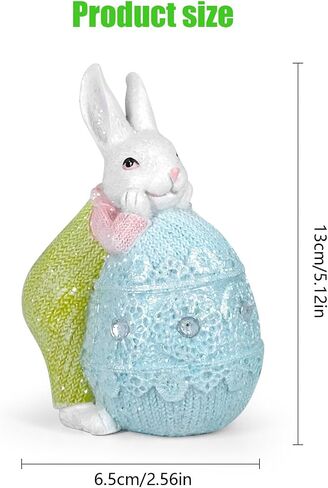 Colorful Egg Polyresin Bunny Easter Decor,Table Rabbit Easter Decorations,Spring Bunnies Decoration Statue Figurine for Home Farmhouse(Green) in Saudi Arabia