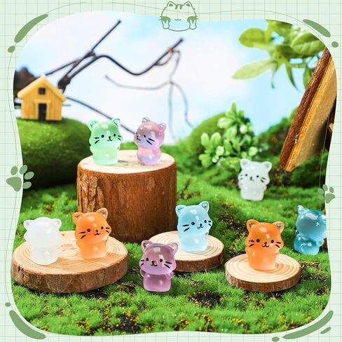 Suzile 60 قطعة من تماثيل القطط المصغرة المضيئة من الراتنج، أشكال قطط صغيرة لطيفة تتوهج في الظلام، حيوانات صغيرة من الراتنج، قطط، ديكور المنزل، ديكورات الكيك، هدايا الحلي، العرض المنزلي in Kuwait