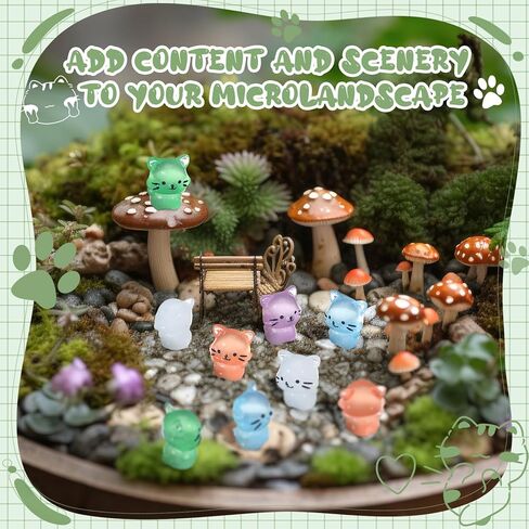 Suzile 60 قطعة من تماثيل القطط المصغرة المضيئة من الراتنج، أشكال قطط صغيرة لطيفة تتوهج في الظلام، حيوانات صغيرة من الراتنج، قطط، ديكور المنزل، ديكورات الكيك، هدايا الحلي، العرض المنزلي in Kuwait