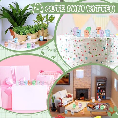 Suzile 60 قطعة من تماثيل القطط المصغرة المضيئة من الراتنج، أشكال قطط صغيرة لطيفة تتوهج في الظلام، حيوانات صغيرة من الراتنج، قطط، ديكور المنزل، ديكورات الكيك، هدايا الحلي، العرض المنزلي in Kuwait