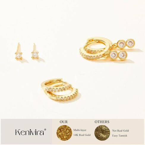 أقراط كينيفيرا من الذهب عيار 14 قيراط للنساء، أقراط دائرية كبيرة سميكة من الذهب in Kuwait