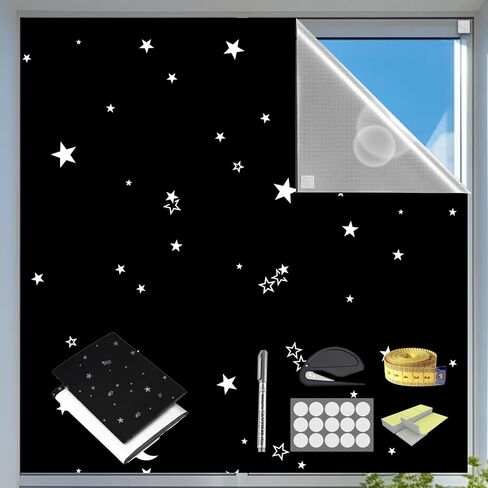Portable Blackout Curtains 118" x 57", 100% Portable Blackout Shades, Blackout Window Cover with Hook and Loop Tape, Temporary Blackout Blinds for Windows, Baby Nursery, Bedroom, Travel in Saudi Arabia
