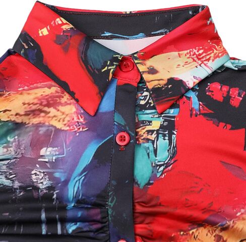 LovelyWholesale Women Sexy Button Down Shirts Long Sleeve Collared Tie Dye Tops in Kuwait