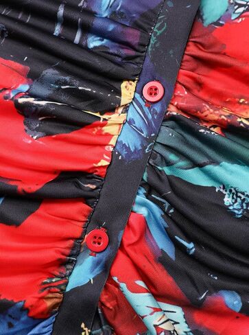 LovelyWholesale Women Sexy Button Down Shirts Long Sleeve Collared Tie Dye Tops in Kuwait