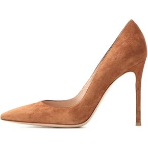SAMMITOP Women's Closed Toe Slip On Pumps Elegant Bridal Shoes Brown US7