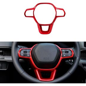 for 11th Accord Steering Wheel Cover Interior Trim, for Honda Civic 2022 2023, CR-V 2023, ABS Red