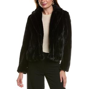 Anne Klein Women's Faux Fur Cropped Notch Collar Jacket