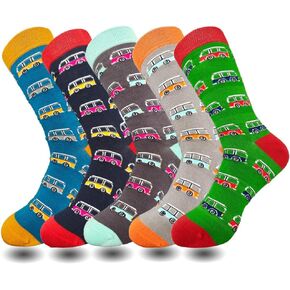 Lavencious Novelty Space Rocket Soft Bamboo Fiber Casual Crew Socks for Men Shoe Size 7-12, Sock Size 10-13, 6 Pairs (Space and Rocket)