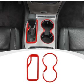 Hoolcar Gear Shift & Front Water Cup Holder Trim Cover Compatible with 2016-2021 Jeep Grand Cherokee, Carbon Fiber