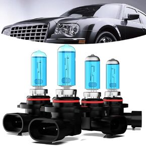 Headlights Compatible with Chrysler 300 2005-2010 Halogen Headlight Bulbs,9005/HB3/H10 High Beam & 9006/HB4 Low Beam Headlight Bulbs For Chrysler 300,Plug And Play,Pack of 4