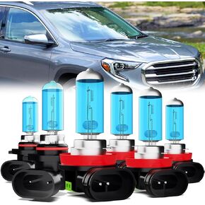 Headlight Bulbs Compatible With GMC Terrain 2010-2018, 9005 High Beam + H11 Low Beam + H11 Fog Lights Halogen Light Bulb, Super Bright 6000K White, Plug and Play, Pack of 6