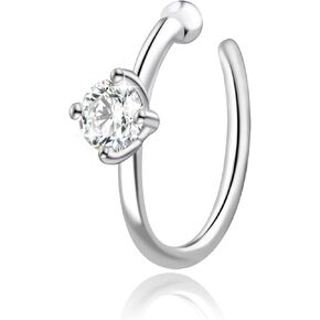 Moissanite Nose Hoop Ring - 925 Sterling Silver Moissanite Lip Hoop Piercing Real Moissanite Diamond Hypoallergenic Jewelry Nose Hoop and Lip Hoop for Women