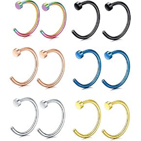FIBO STEEL 20G 12 قطعة من مجوهرات الجسم المصنوعة من الفولاذ المقاوم للصدأ لثقب الأنف للنساء in Kuwait
