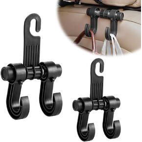 2 PCS Car Seat Back Hook, Multifunctional Vehicle Headrest Hooks for Purses and Bags, Double Purse Hook for Automotive Headrest, Universal Car Storage Organizer Accessories (Medium)