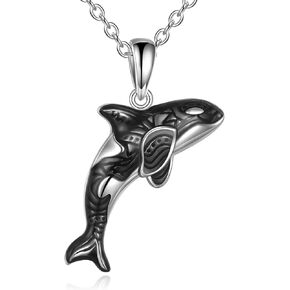 POPLYKE Sterling Silver Ocean Animal Killer Whale Necklace for Women Men Birthday jewelry Gifts