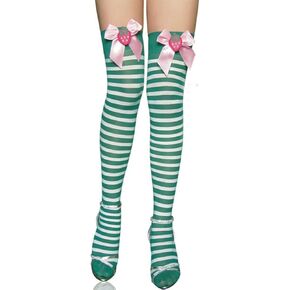Socks,Fashion Thigh High Stockings Strawberry Bowknot Stripes Over Knee Sock Long Socks Festival Tights Long Stocking in Saudi Arabia
