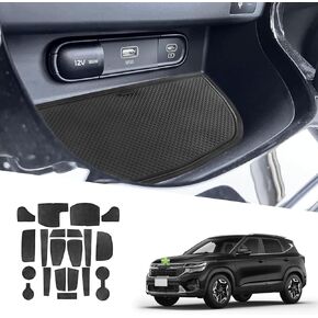 Ruiya Fit 2024 Seltos(LX/S/EX/SX/X-Line) Door Slot Mats,for Kia Seltos 2024 Accessories Cup Holder Inserts Seltos Center Console Liner Compatible with 2021 2022 2023 2024 2025 Kia Seltos(20PCS/Sets)
