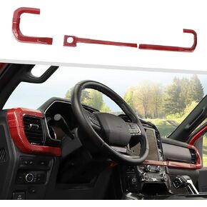 Jimen Compatible with Ford F150 2021-2024, 3PCS Center Console Dash Panel Dashboard Cover Interior Trim Accessories (Black Wood Grain)